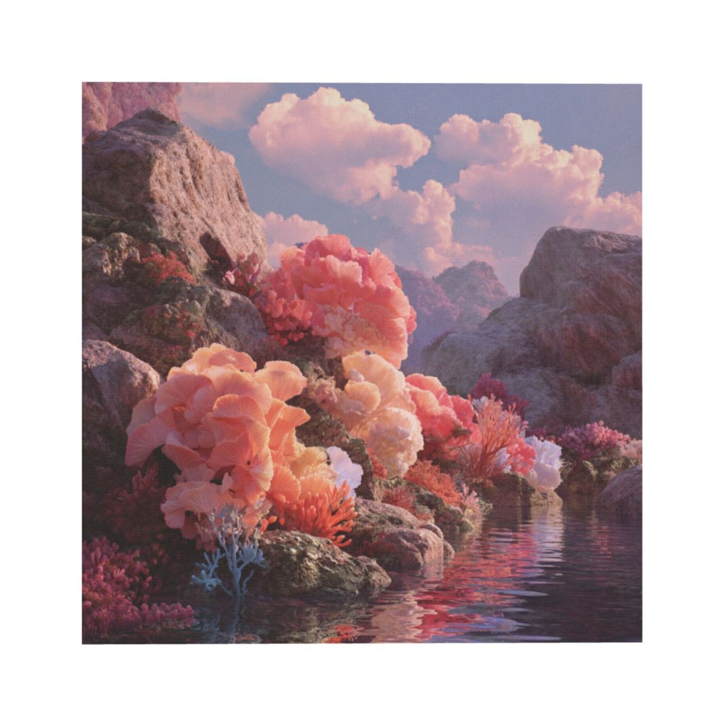 Dreamy Natural Scenery Frameless Square Decorative Canvas Prints (3 - Piece Set)