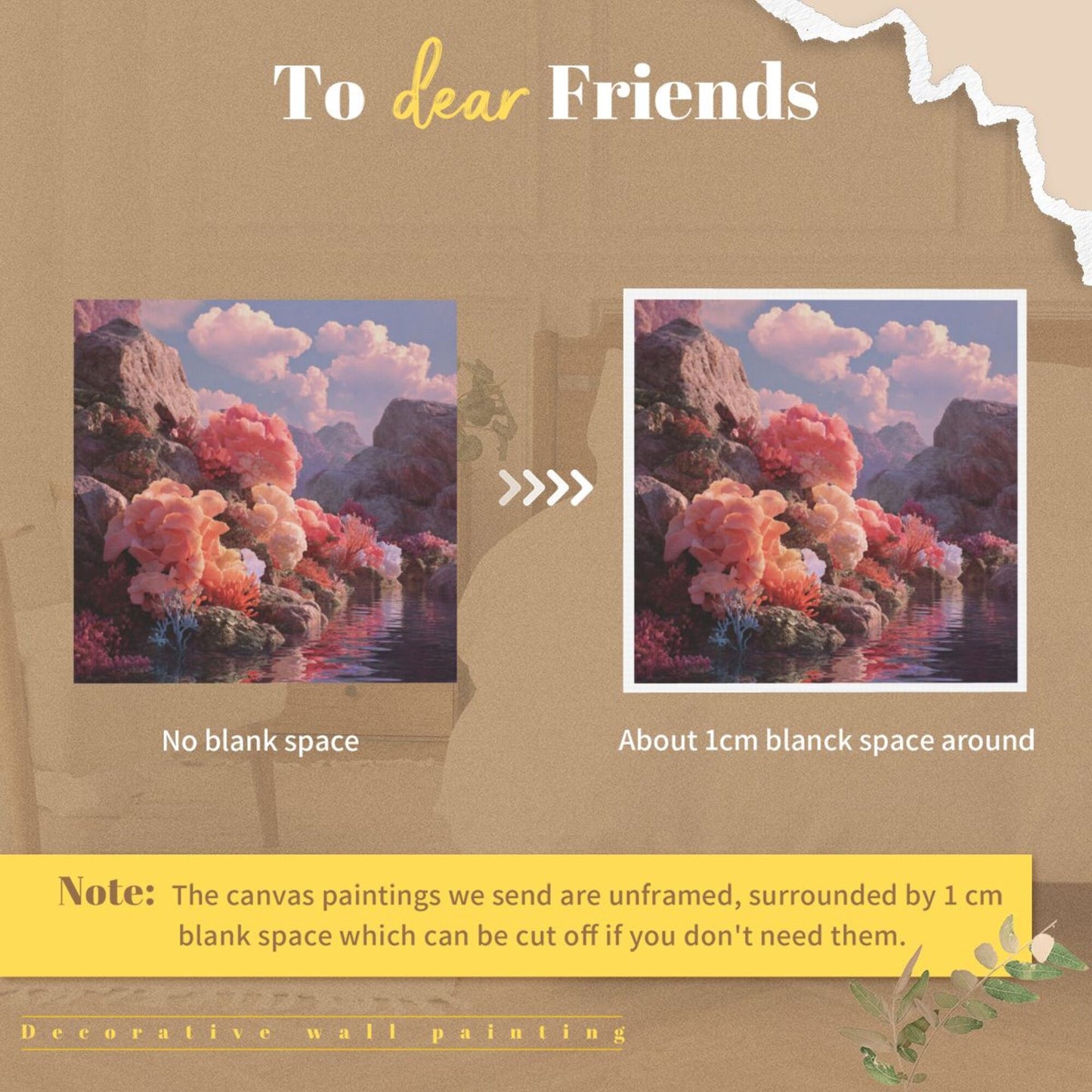 Dreamy Natural Scenery Frameless Square Decorative Canvas Prints (3 - Piece Set)