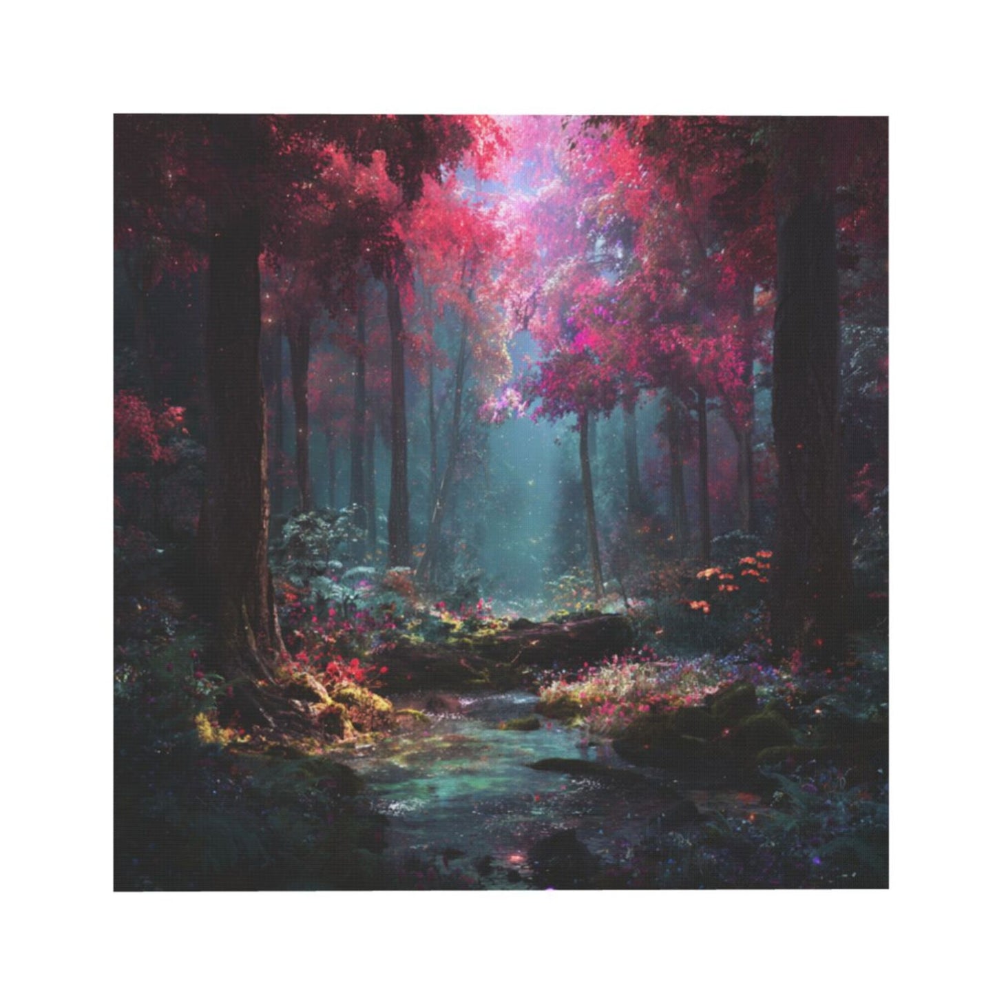 Dreamy Forest Stream Frameless Square Decorative Canvas Prints (3 - Piece Set)