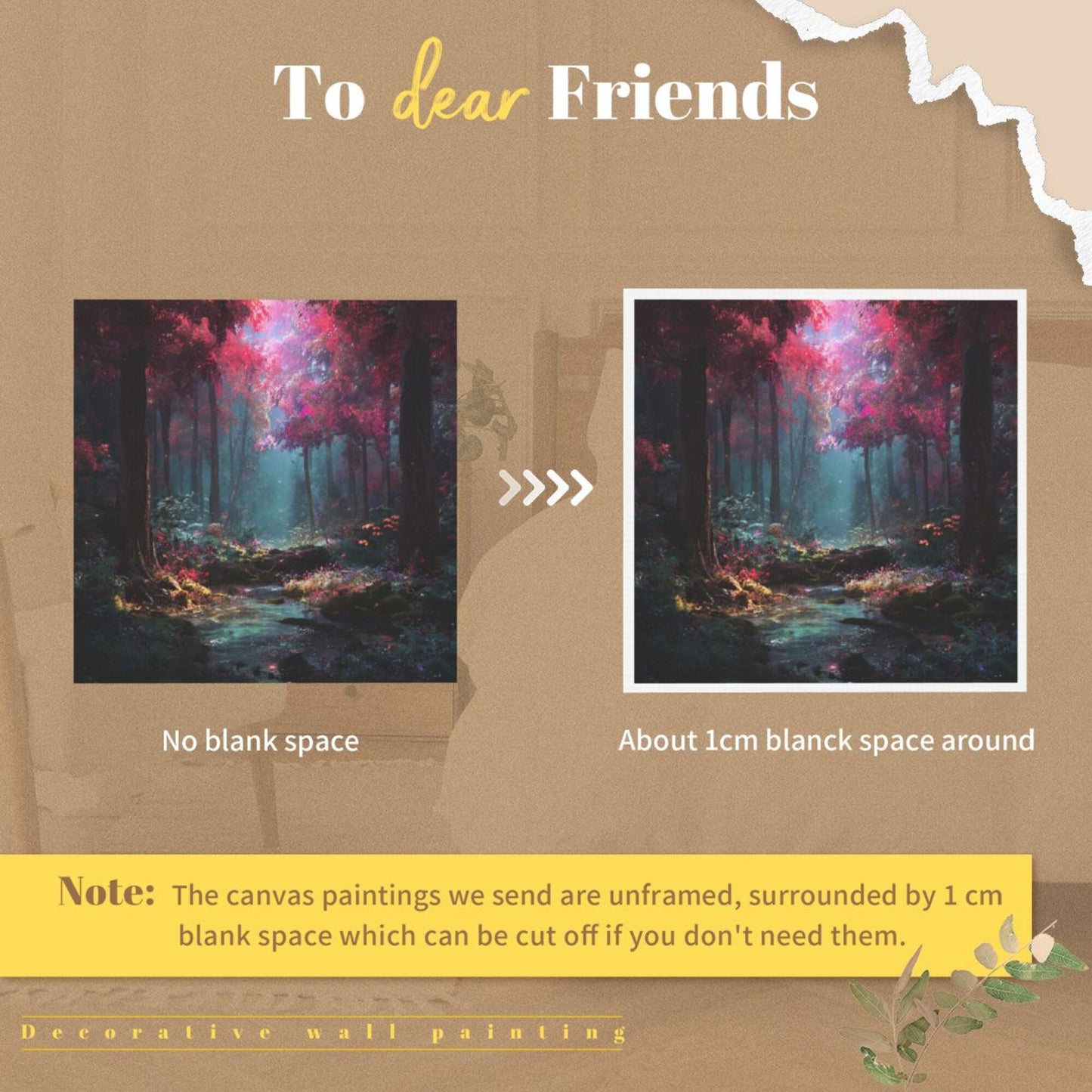 Dreamy Forest Stream Frameless Square Decorative Canvas Prints (3 - Piece Set)
