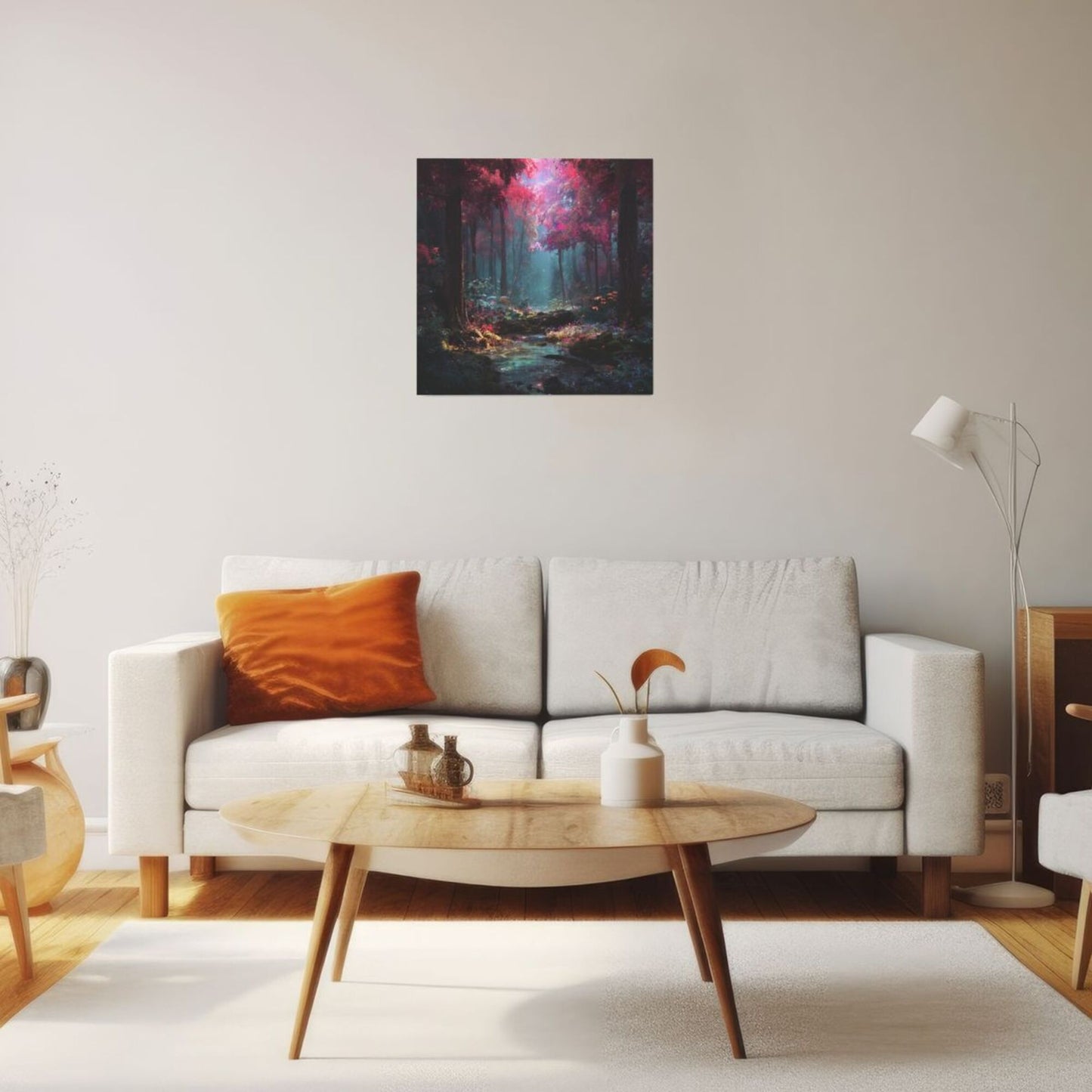 Dreamy Forest Stream Frameless Square Decorative Canvas Prints (3 - Piece Set)