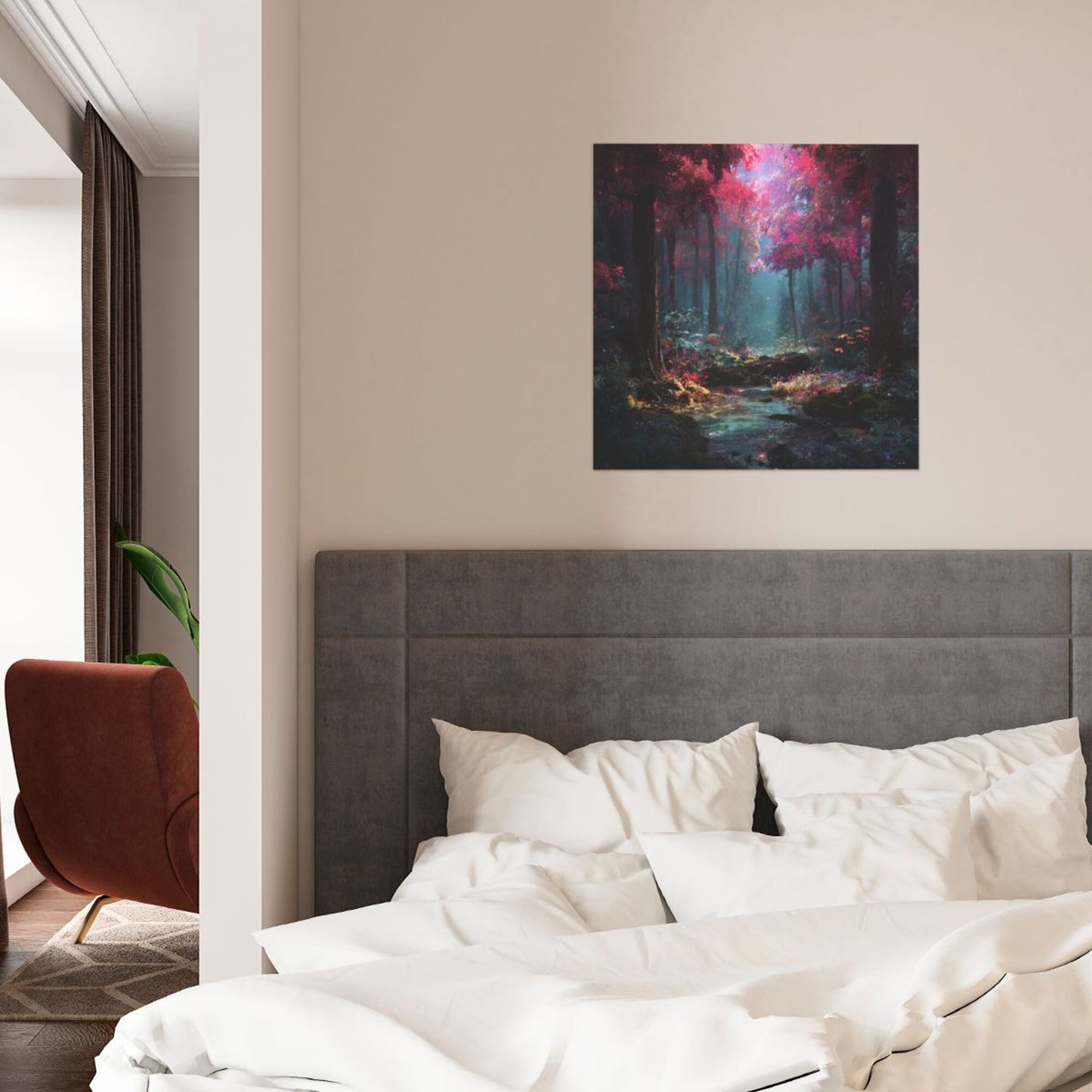 Dreamy Forest Stream Frameless Square Decorative Canvas Prints (3 - Piece Set)