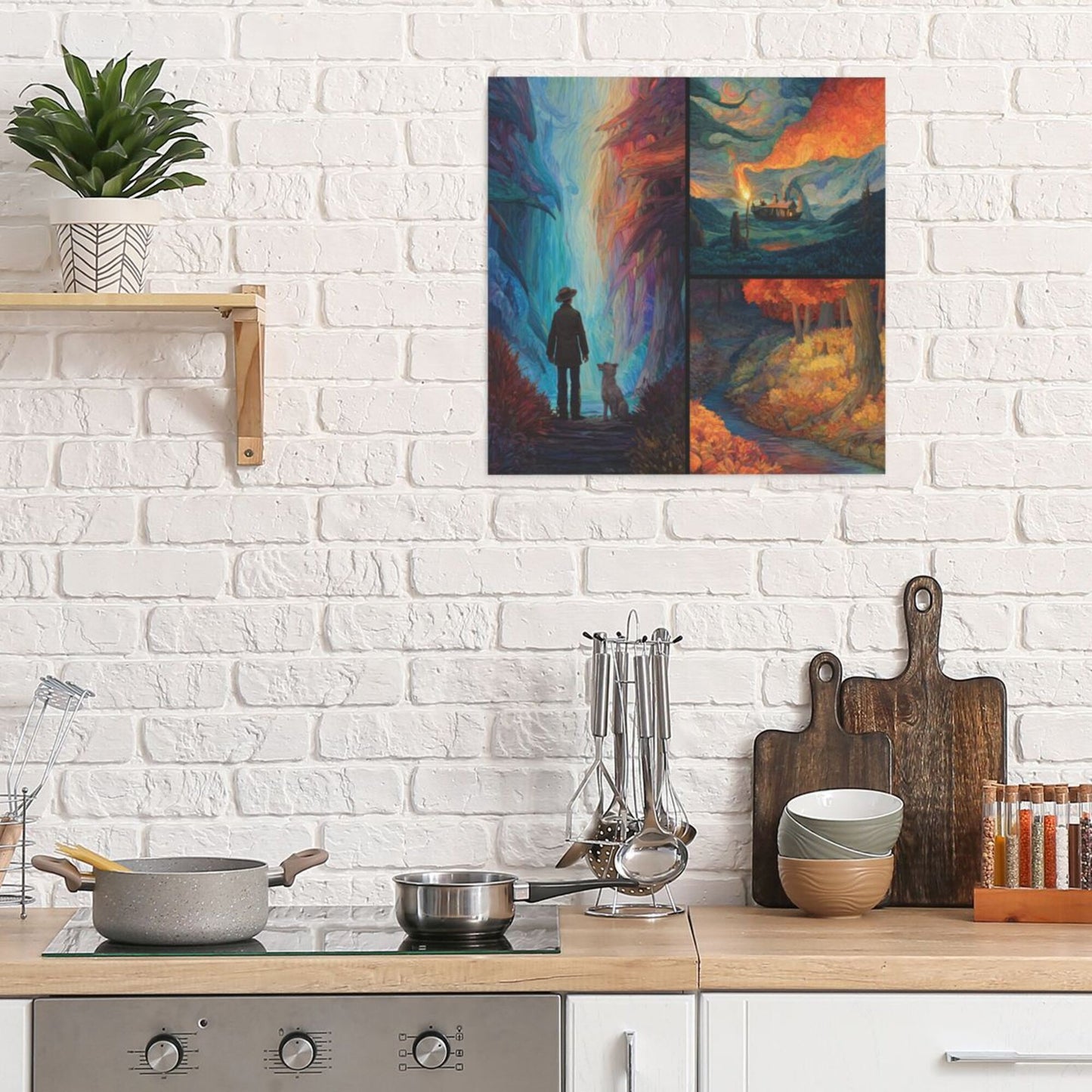 Triptych Fantasy Journey Frameless Decorative Canvas (3 - Piece Set)