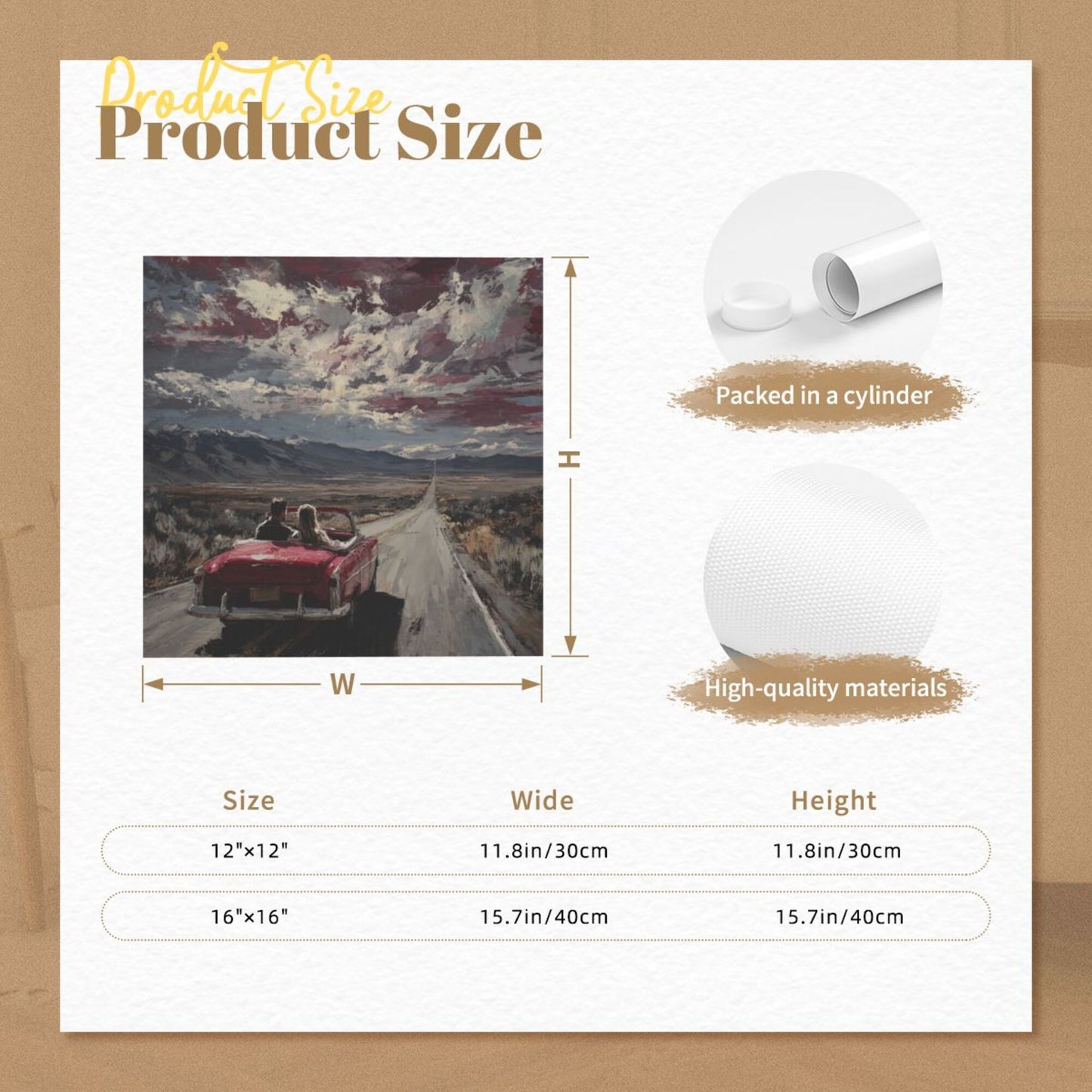 Road Trip Frameless Square Decorative Canvas Prints (3 - Piece Set)