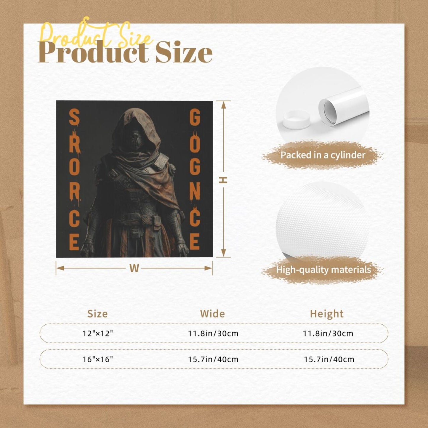 Mysterious Hooded Warrior Frameless Square Decorative Canvas Prints (3 - Piece Set)