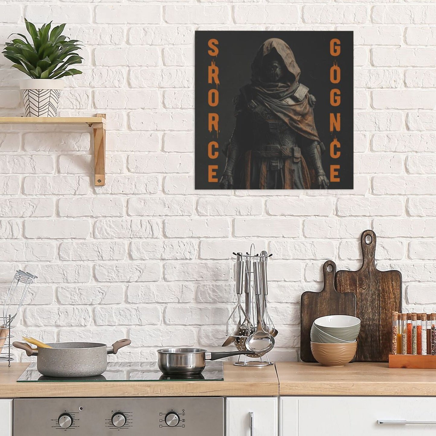 Mysterious Hooded Warrior Frameless Square Decorative Canvas Prints (3 - Piece Set)