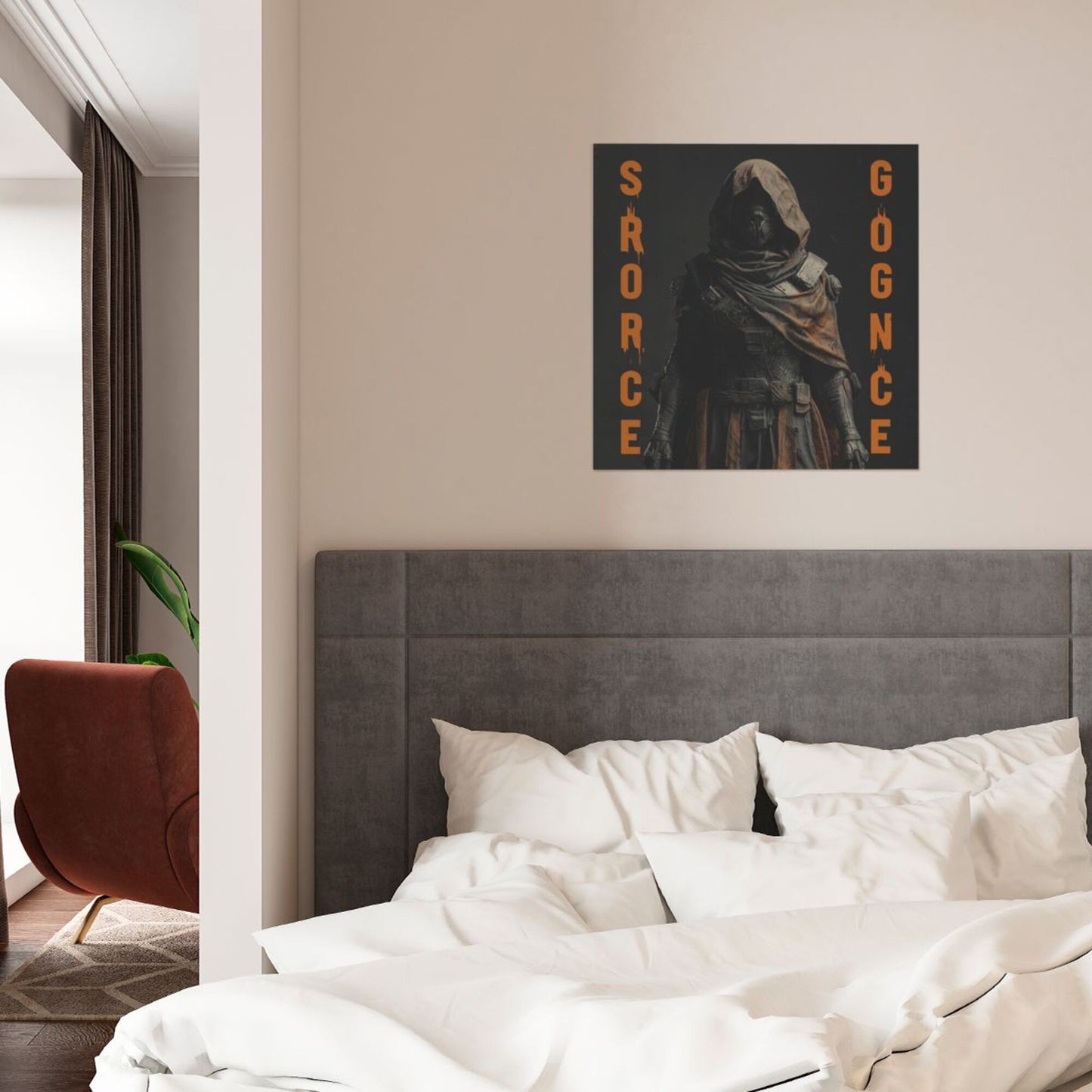 Mysterious Hooded Warrior Frameless Square Decorative Canvas Prints (3 - Piece Set)