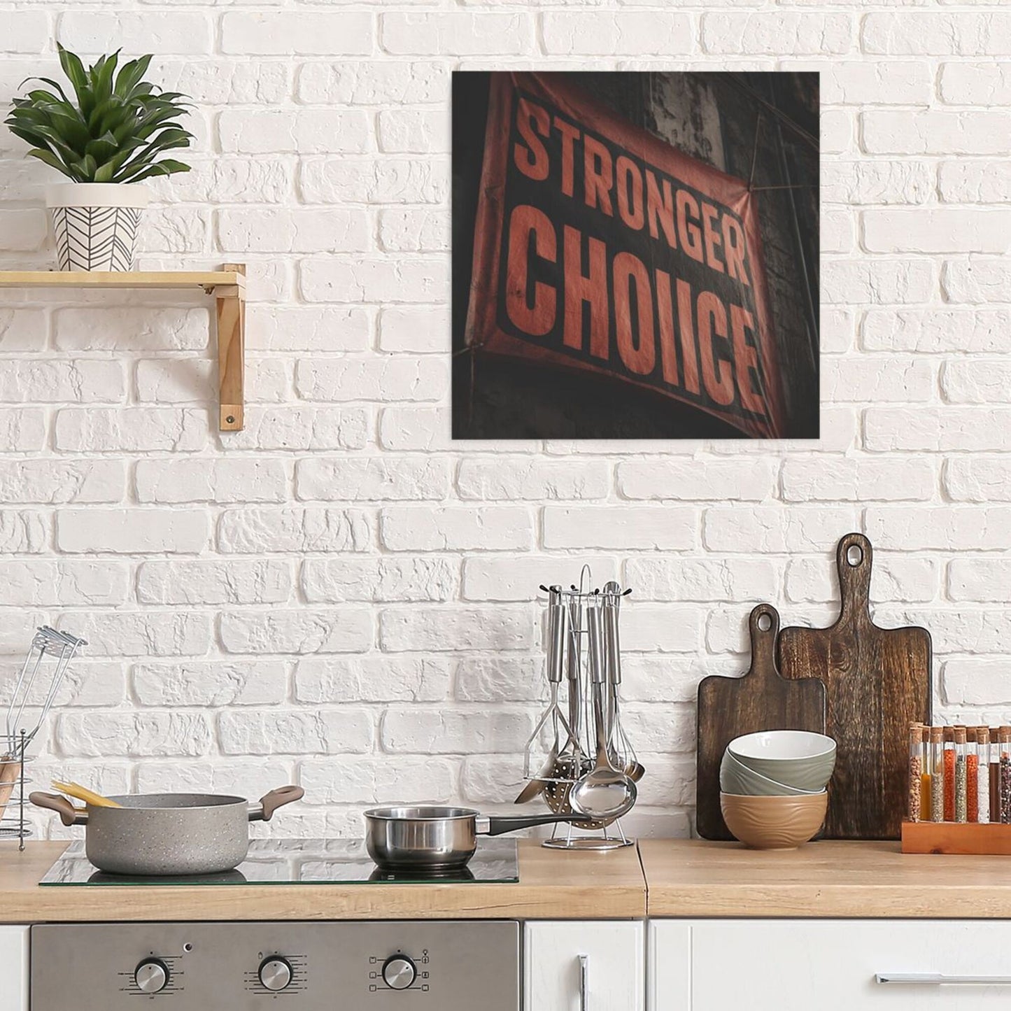 “STRONGER CHOICE” Inspirational Slogan Frameless Square Decorative Canvas Prints (3 - Piece Set)