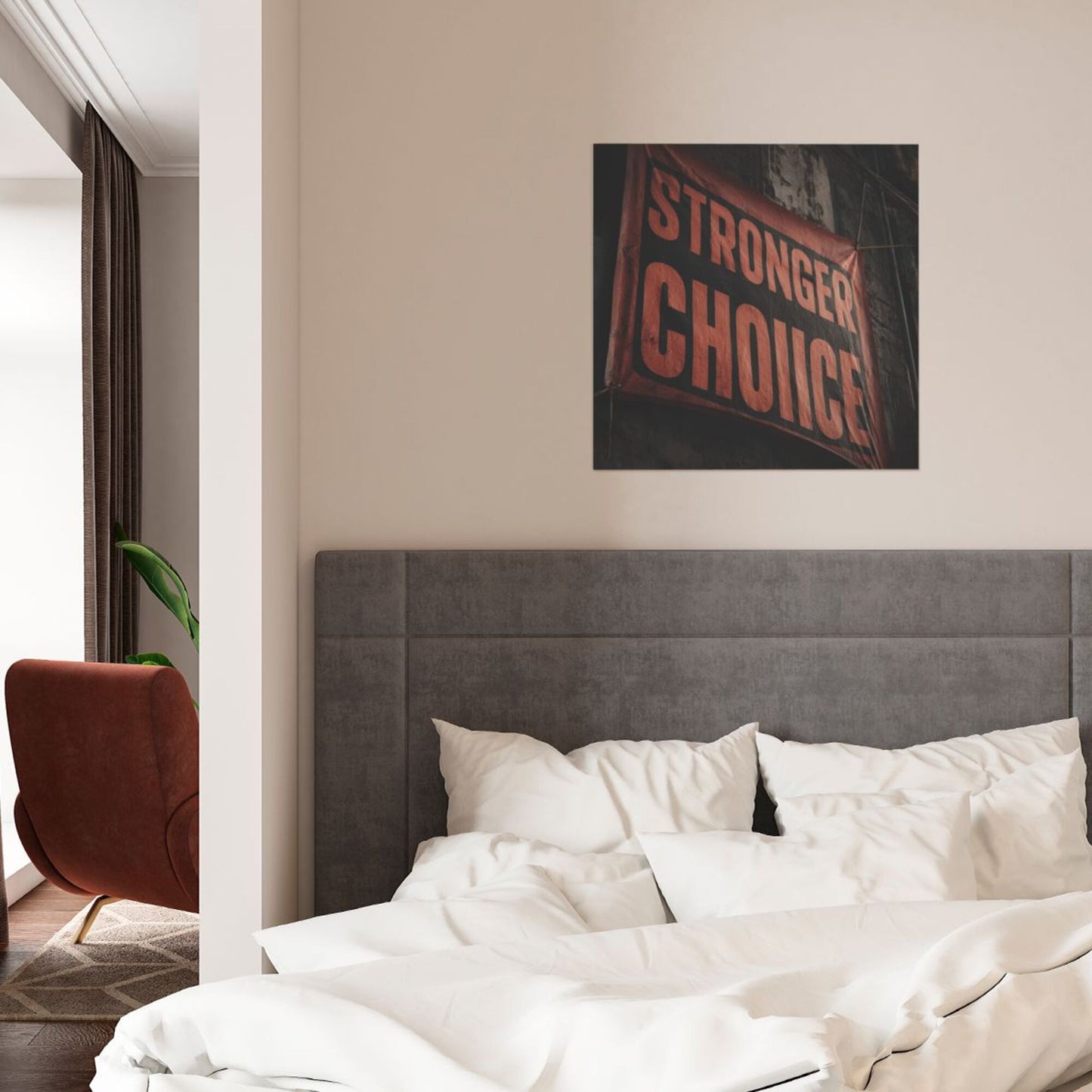 “STRONGER CHOICE” Inspirational Slogan Frameless Square Decorative Canvas Prints (3 - Piece Set)