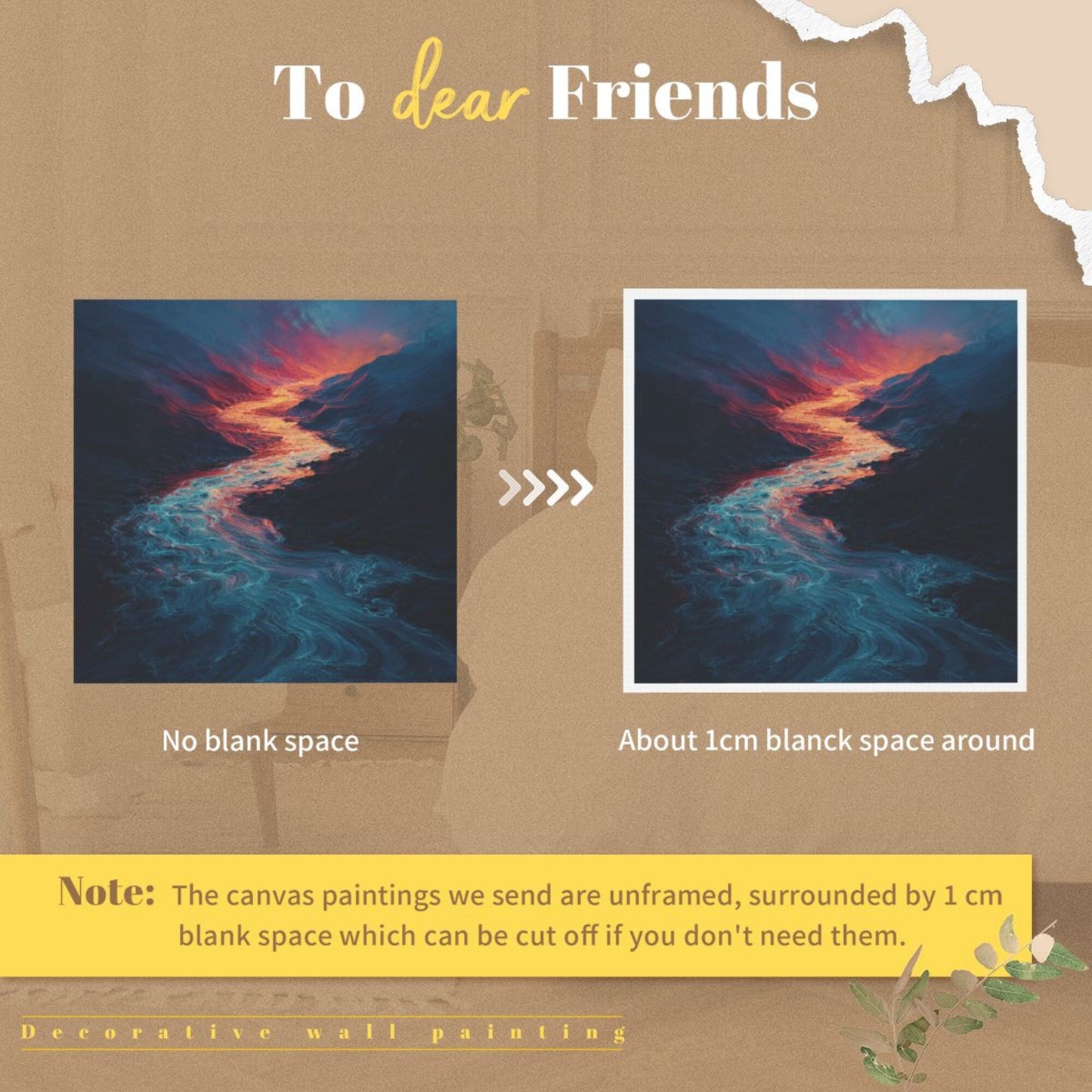 Fantasy Mountain - River Frameless Square Decorative Canvas Prints (3 - Piece Set)