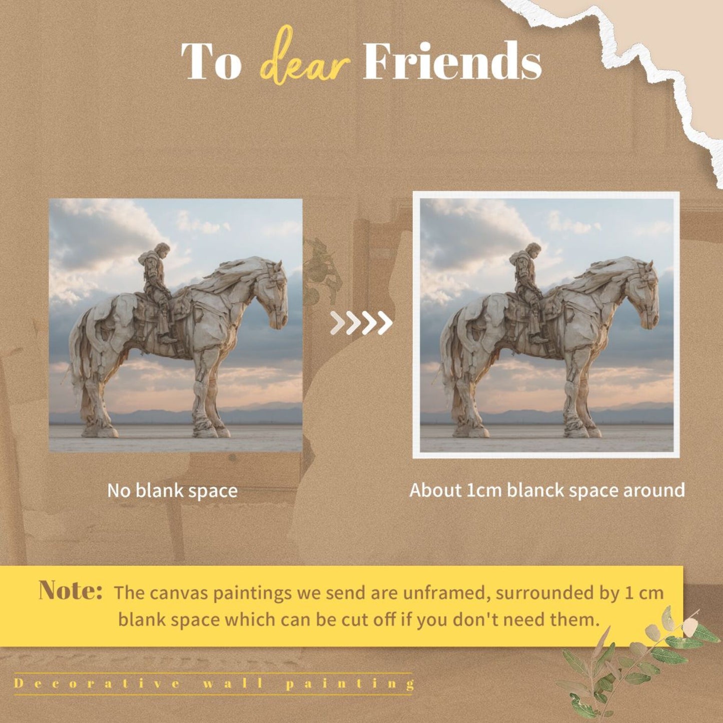 Wilderness Rider Sculpture - Style Frameless Square Decorative Canvas Prints (3 - Piece Set)