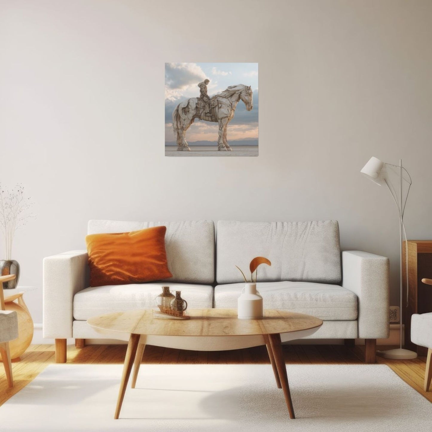 Wilderness Rider Sculpture - Style Frameless Square Decorative Canvas Prints (3 - Piece Set)