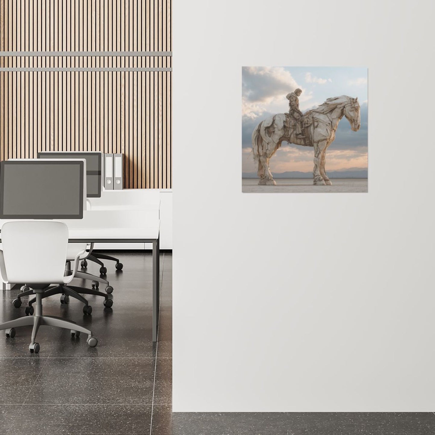 Wilderness Rider Sculpture - Style Frameless Square Decorative Canvas Prints (3 - Piece Set)