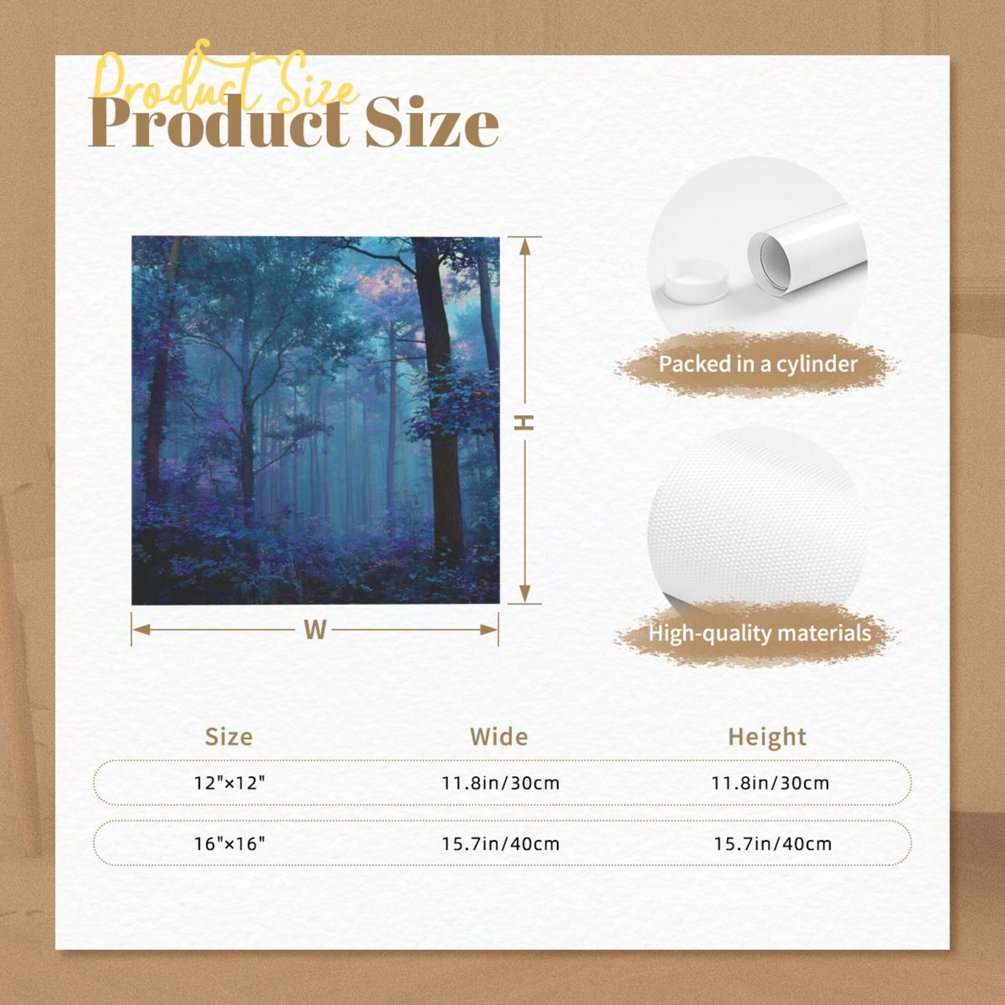 Misty Forest Frameless Square Decorative Canvas Prints (3 - Piece Set)
