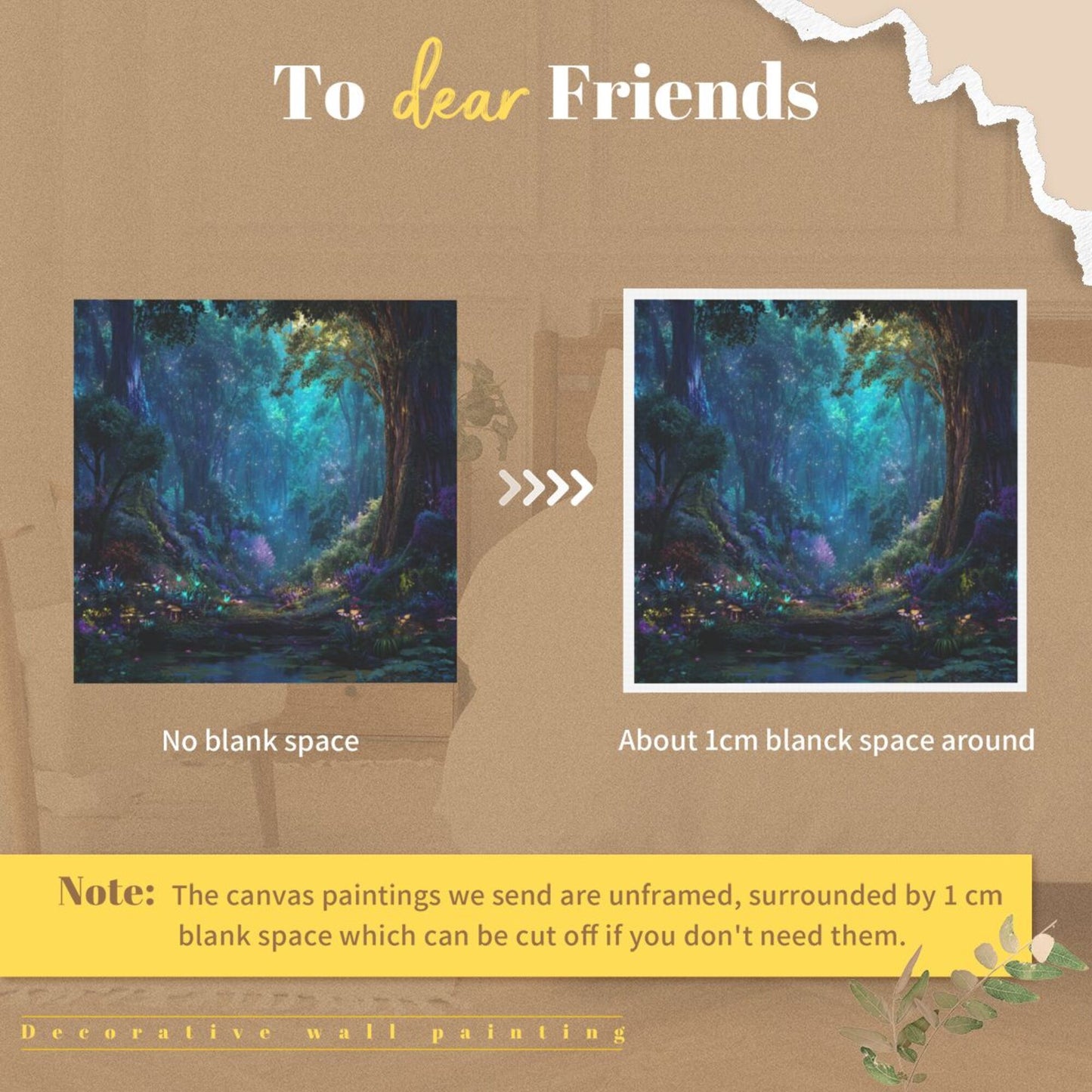 Fantasy Forest Secret Frameless Square Decorative Canvas Prints (3 - Piece Set)