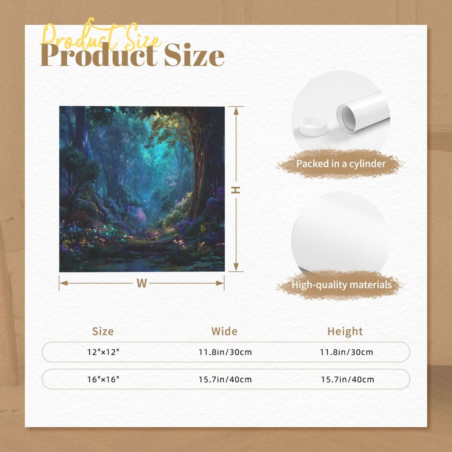Fantasy Forest Secret Frameless Square Decorative Canvas Prints (3 - Piece Set)
