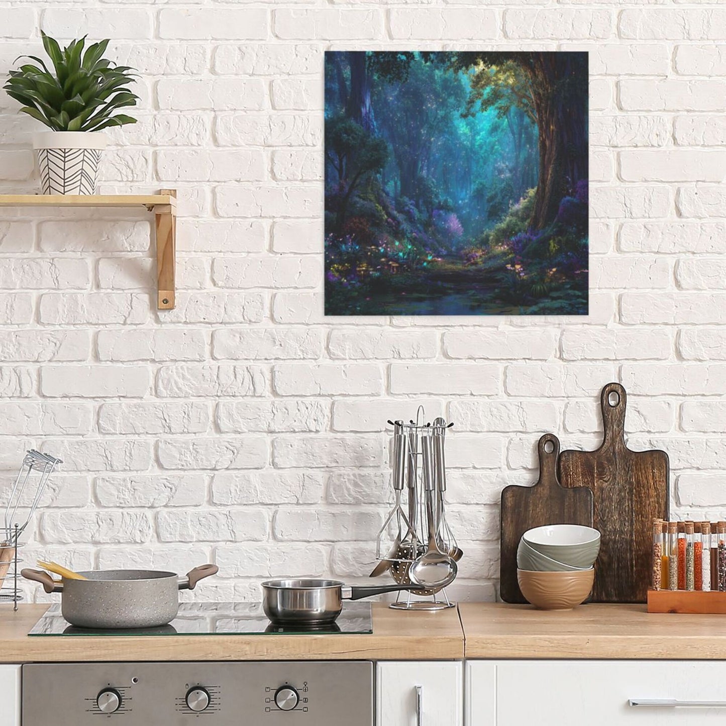 Fantasy Forest Secret Frameless Square Decorative Canvas Prints (3 - Piece Set)