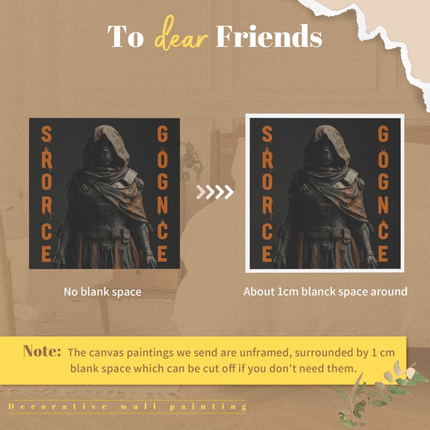 Mysterious Hooded Warrior Frameless Square Decorative Canvas Prints (3 - Piece Set)