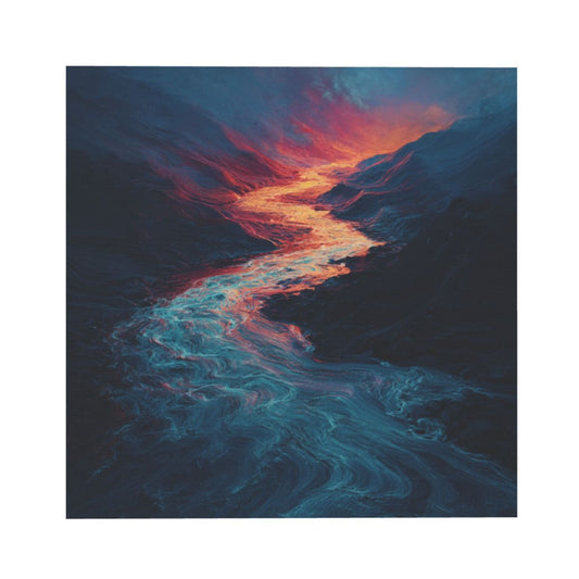 Fantasy Mountain - River Frameless Square Decorative Canvas Prints (3 - Piece Set)