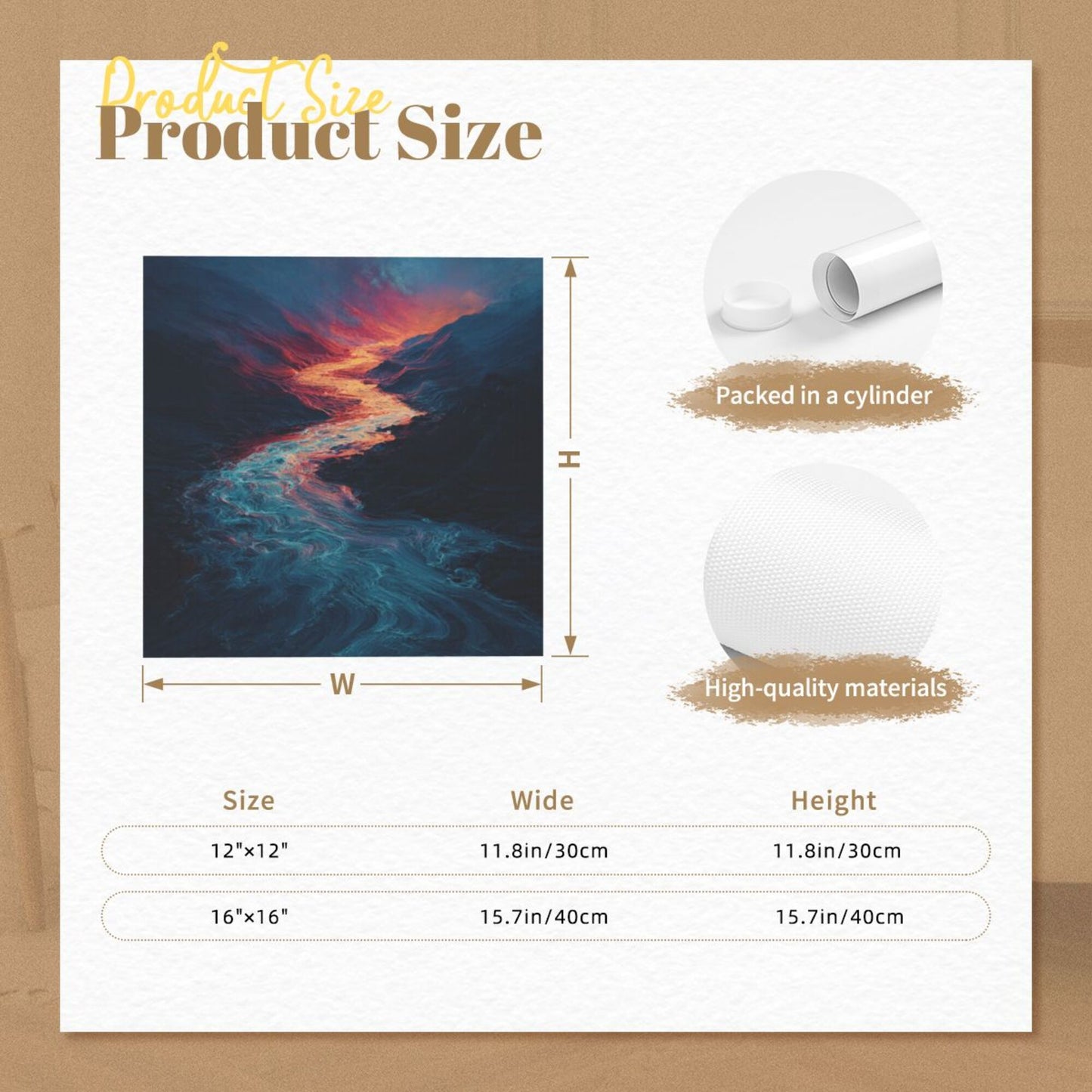 Fantasy Mountain - River Frameless Square Decorative Canvas Prints (3 - Piece Set)