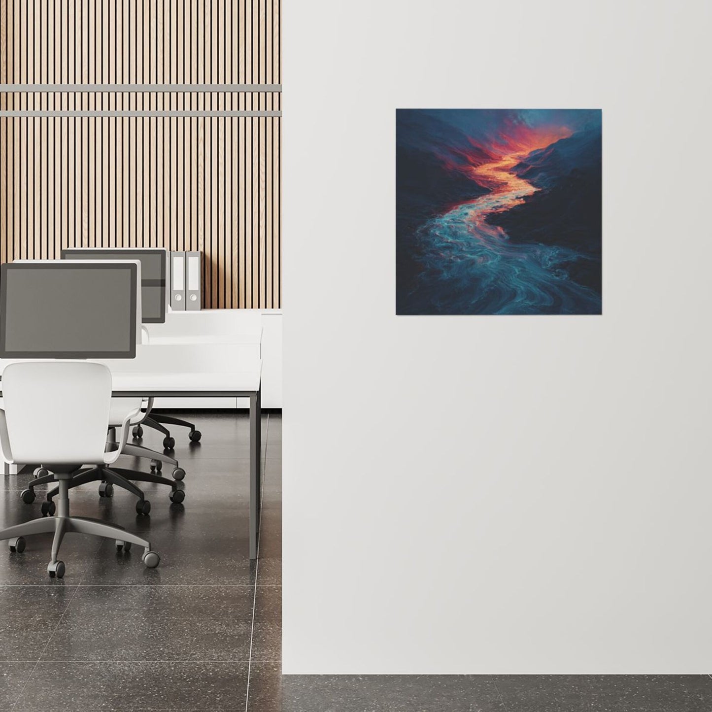 Fantasy Mountain - River Frameless Square Decorative Canvas Prints (3 - Piece Set)