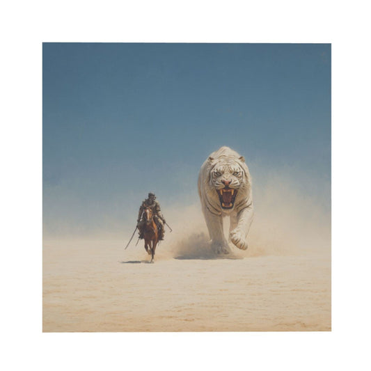Wilderness Knight & White Tiger Frameless Square Decorative Canvas Prints (3 - Piece Set)